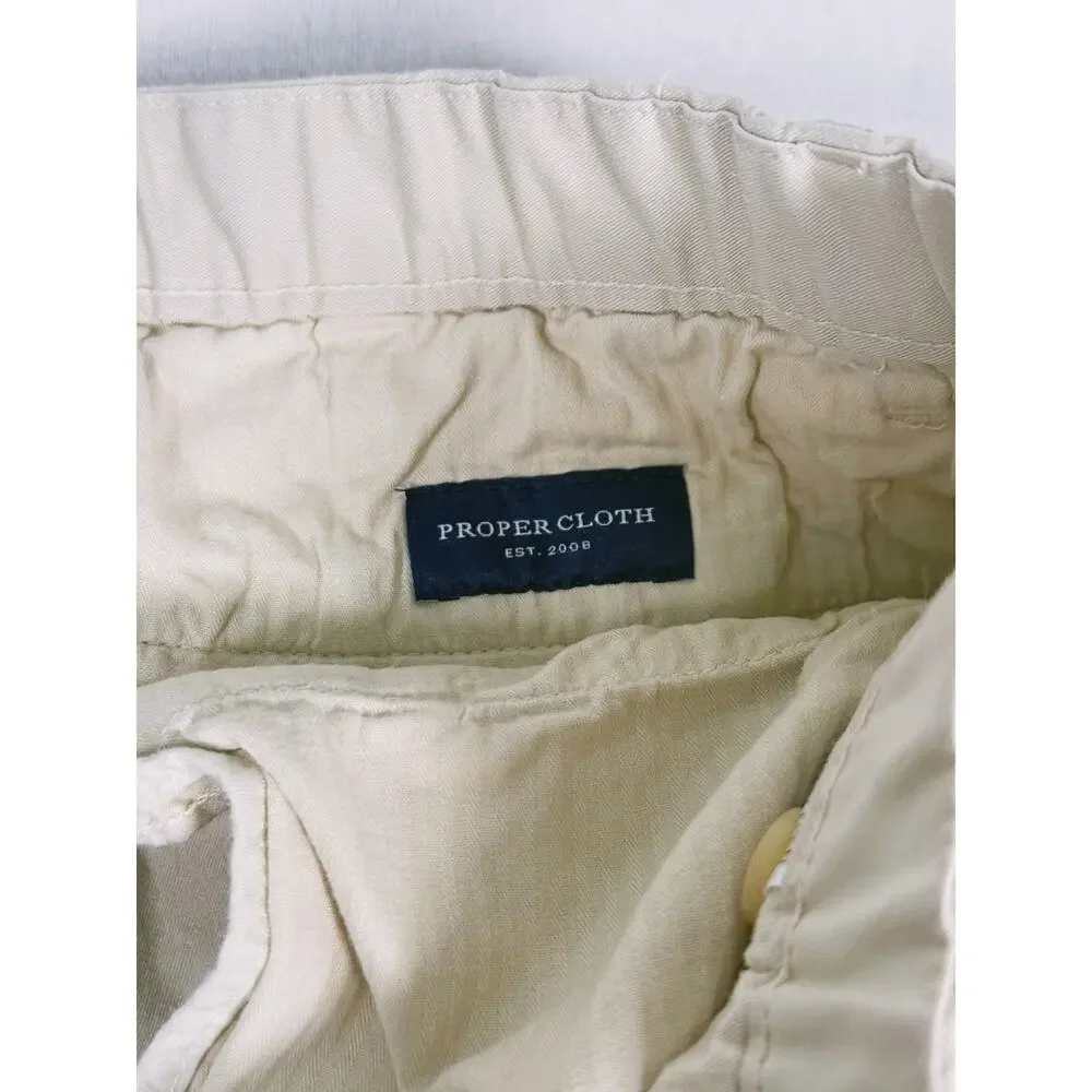 Proper Cloth Mens Chino Shorts Cotton Size 36 Khaki Beige Golf Preppy Stretch